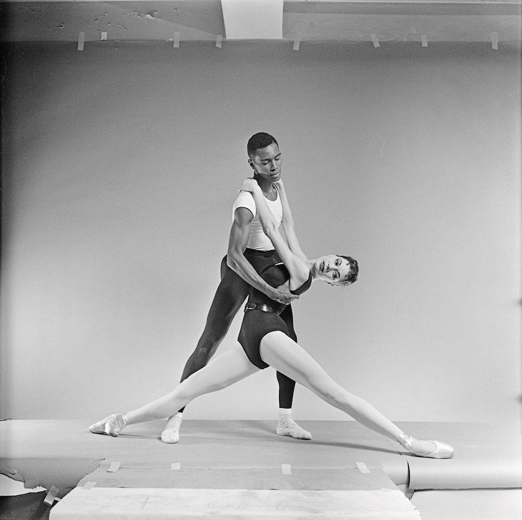 *Arthur Mitchell and Diana Adams in a pose from George Balanchine's _Agon_, New York, 1957.* Martha Swope/Billy Rose Theatre Division, The New York Public Library