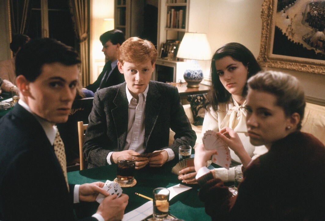 Whit Stillman, Metropolitan, 1990. From left: Chris Eigeman, Edward Clements, Allison Parisi, Dylan Hundley. Courtesy The Criterion Collection