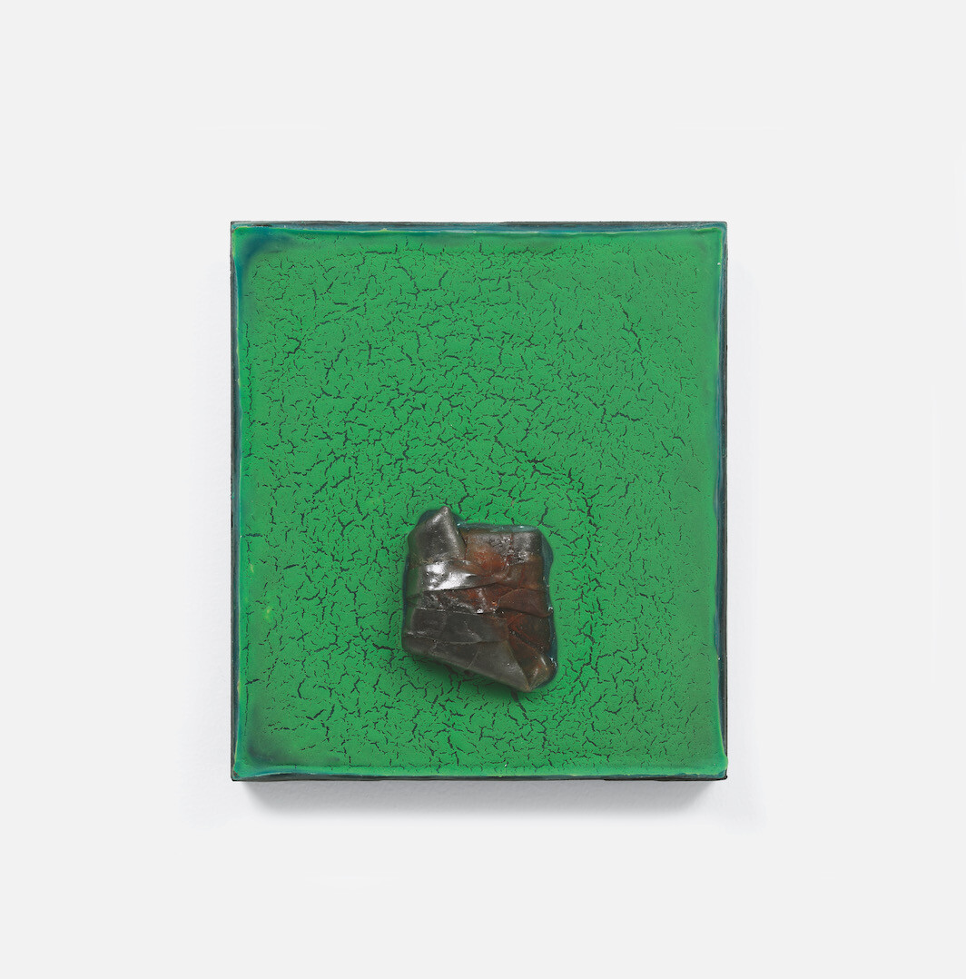 Jack Whitten, Juju Bundle #4, 2014, acrylic on plywood, 8 × 7". © The Estate of Jack Whitten, Courtesy the artist and Hauser & Wirth