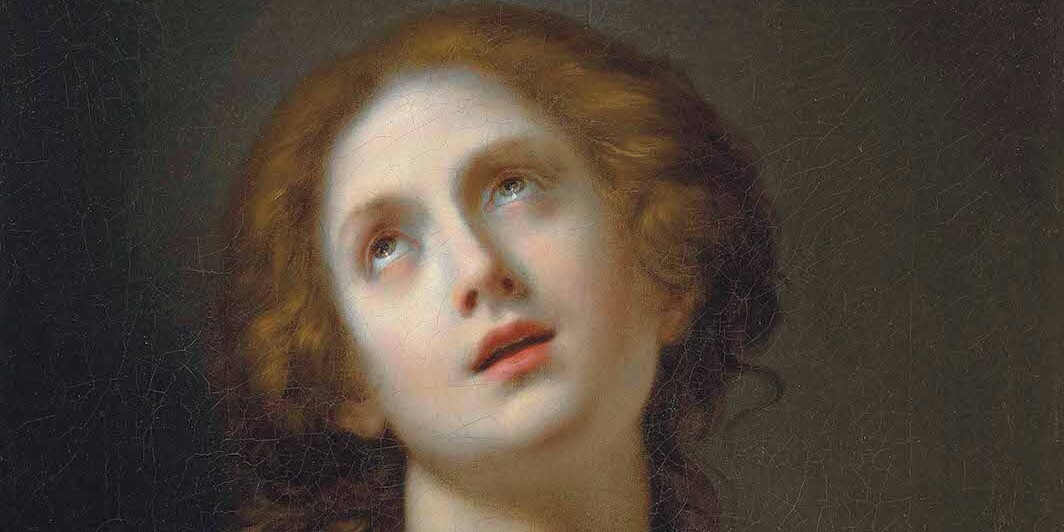 *Carlo Dolci, Saint Agatha, ca. 1665*, oil on canvas, 26 7/8 × 19 3/4".