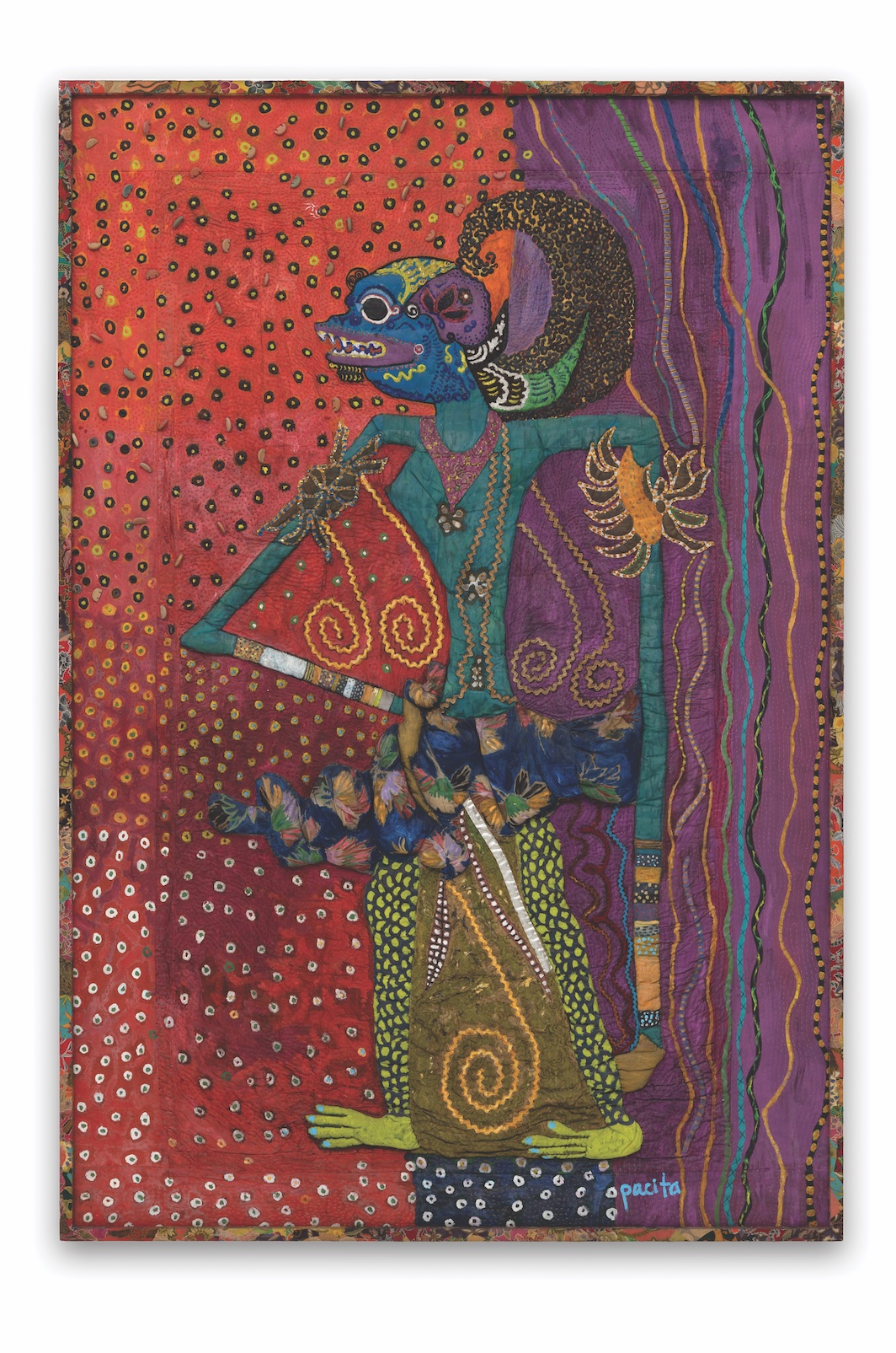 *Pacita Abad, _Subali_, 1983/90,* acrylic, oil, gold cotton, batik cloth, sequins, rickrack ribbons on stitched and padded canvas. Courtesy Pacita Abad Art Estate, photo: Rik Sferra for Walker Art Center.